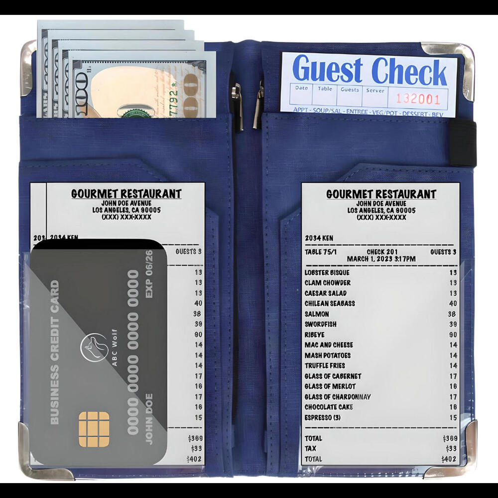 ABC Wolf Blue Premium Server Book for Waiter and Waitress Organizer Server book